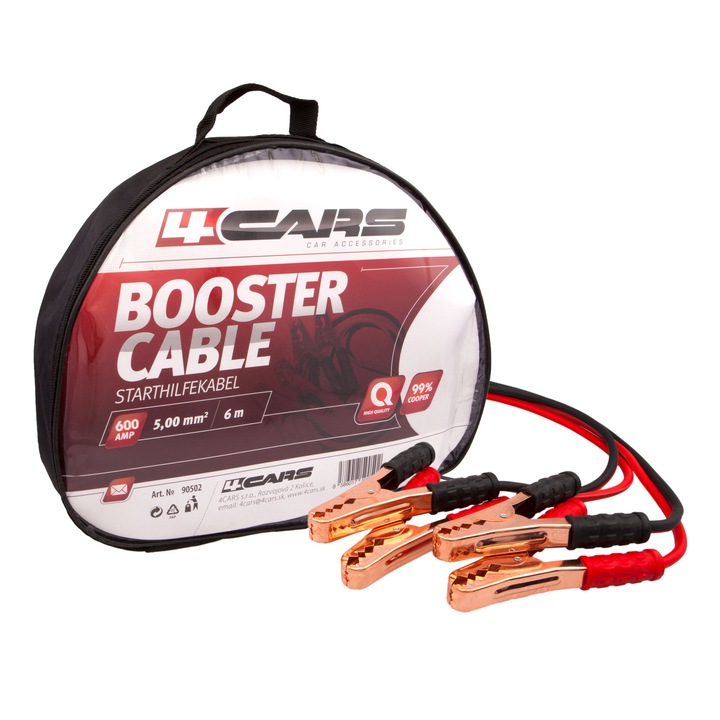 Cablu alimentare acumulator, 4Cars, 6 m, 600 A