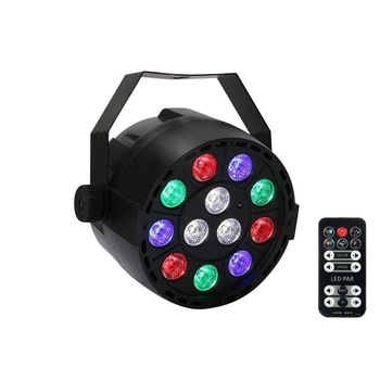 Proiector LED RGB, 12 LED-uri 3-in-1RGB+W 3W, Amestec de culori, dimmer si strobe, Auto, Manual, Controlat de muzica sau DMX Proiector LED RGB, 12 LED-uri 3-in-1RGB+W 3W, Amestec de culori, dimmer si strobe, Auto, Manual, Controlat de muzica sau DMX