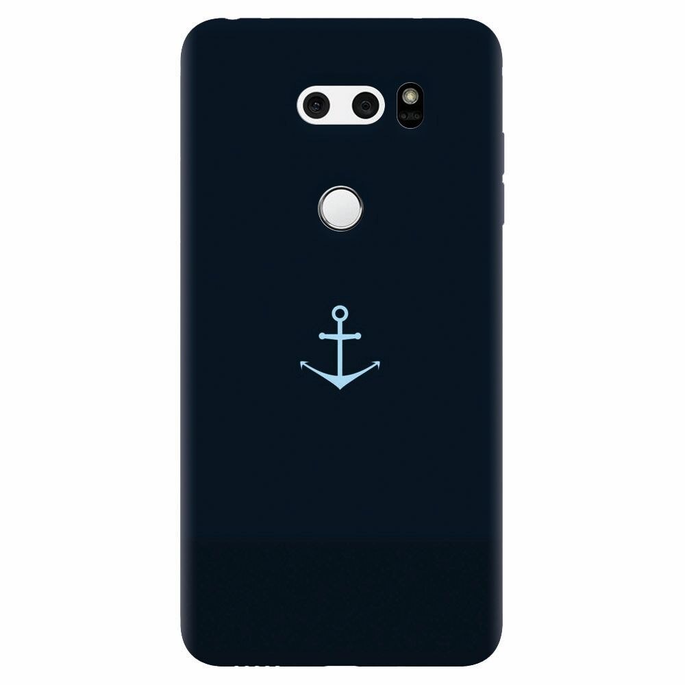 Husa silicon pentru Lg V30, Blue Navy Anchor Illustration Flat