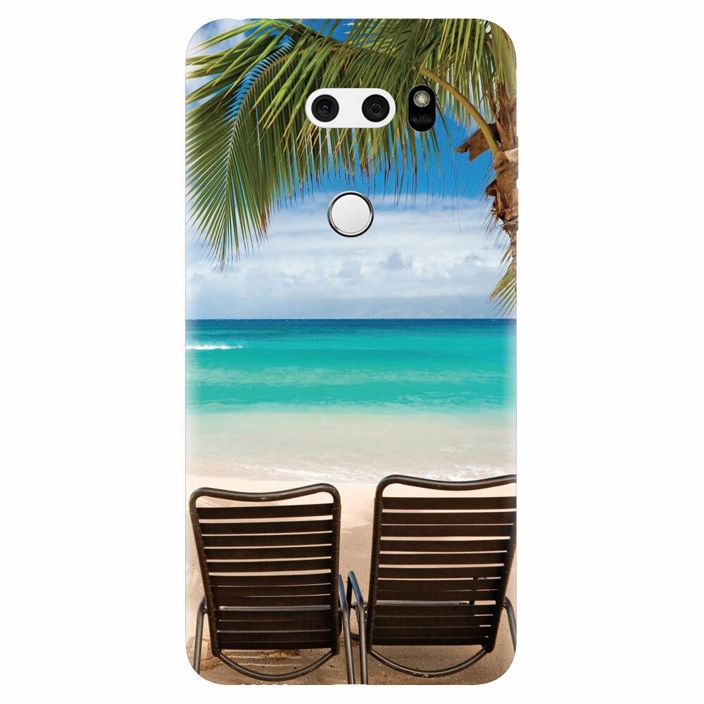 Husa silicon pentru Lg V30, Beach Chairs Palm Tree Seaside