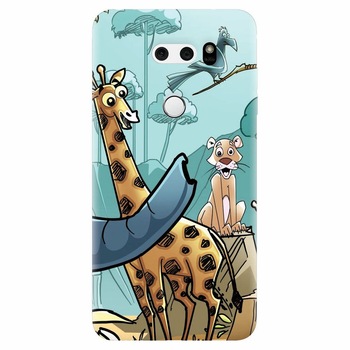 Husa silicon pentru Lg V30, Children Drawings Elephants Giraffes Lions Husa silicon pentru Lg V30, Children Drawings Elephants Giraffes Lions
