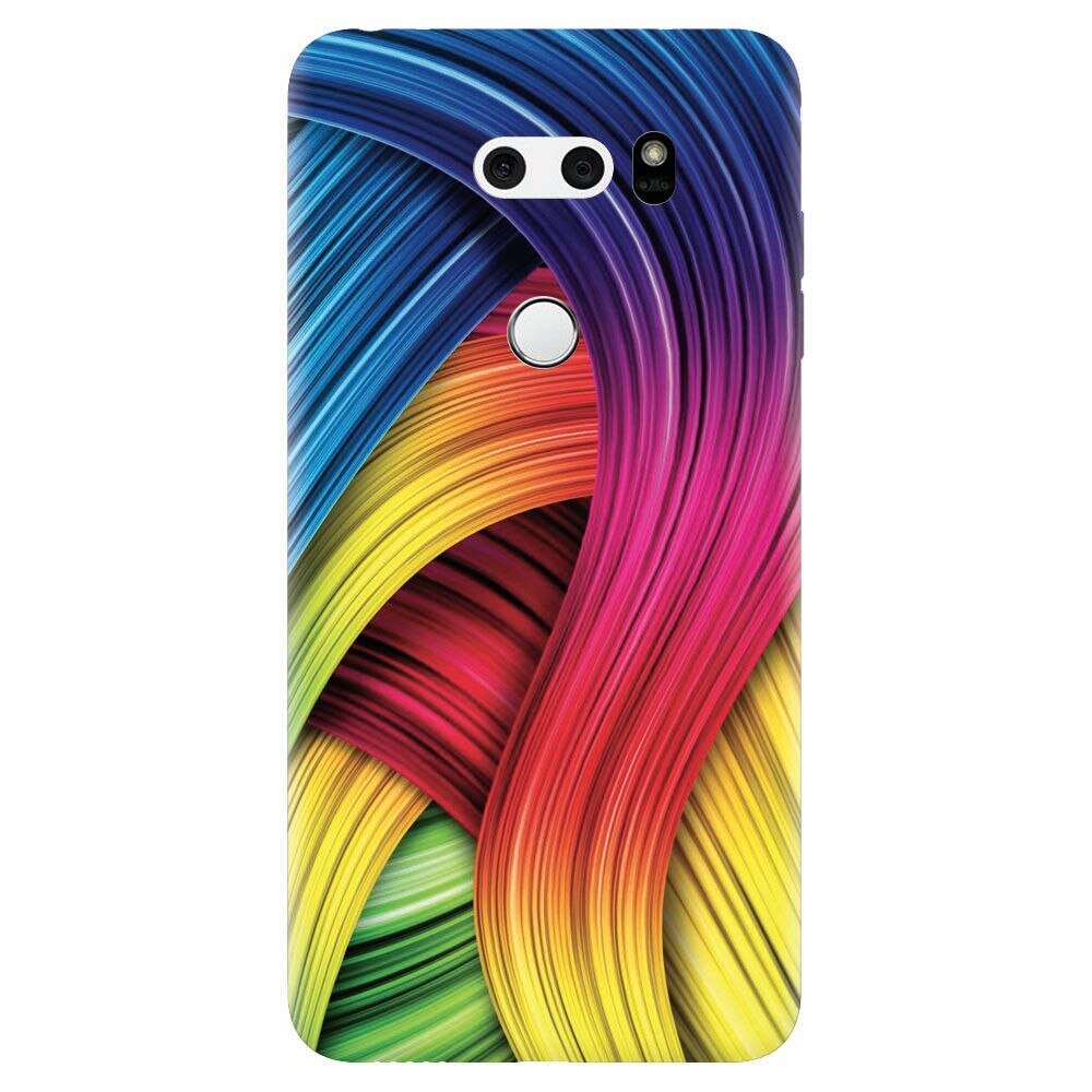 Husa silicon pentru Lg V30, Curly Colorful Rainbow Lines Illustration