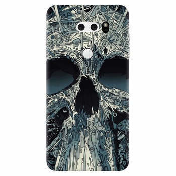 Husa silicon pentru Lg V30, Abstract Skull Artwork Illustration Husa silicon pentru Lg V30, Abstract Skull Artwork Illustration