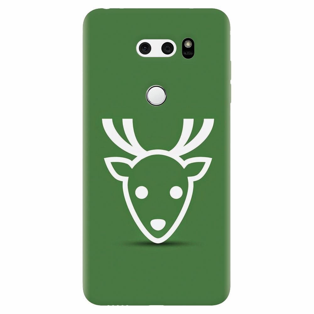 Husa silicon pentru Lg V30, Minimal Reindeer Illustration Green