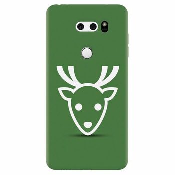 Husa silicon pentru Lg V30, Minimal Reindeer Illustration Green Husa silicon pentru Lg V30, Minimal Reindeer Illustration Green