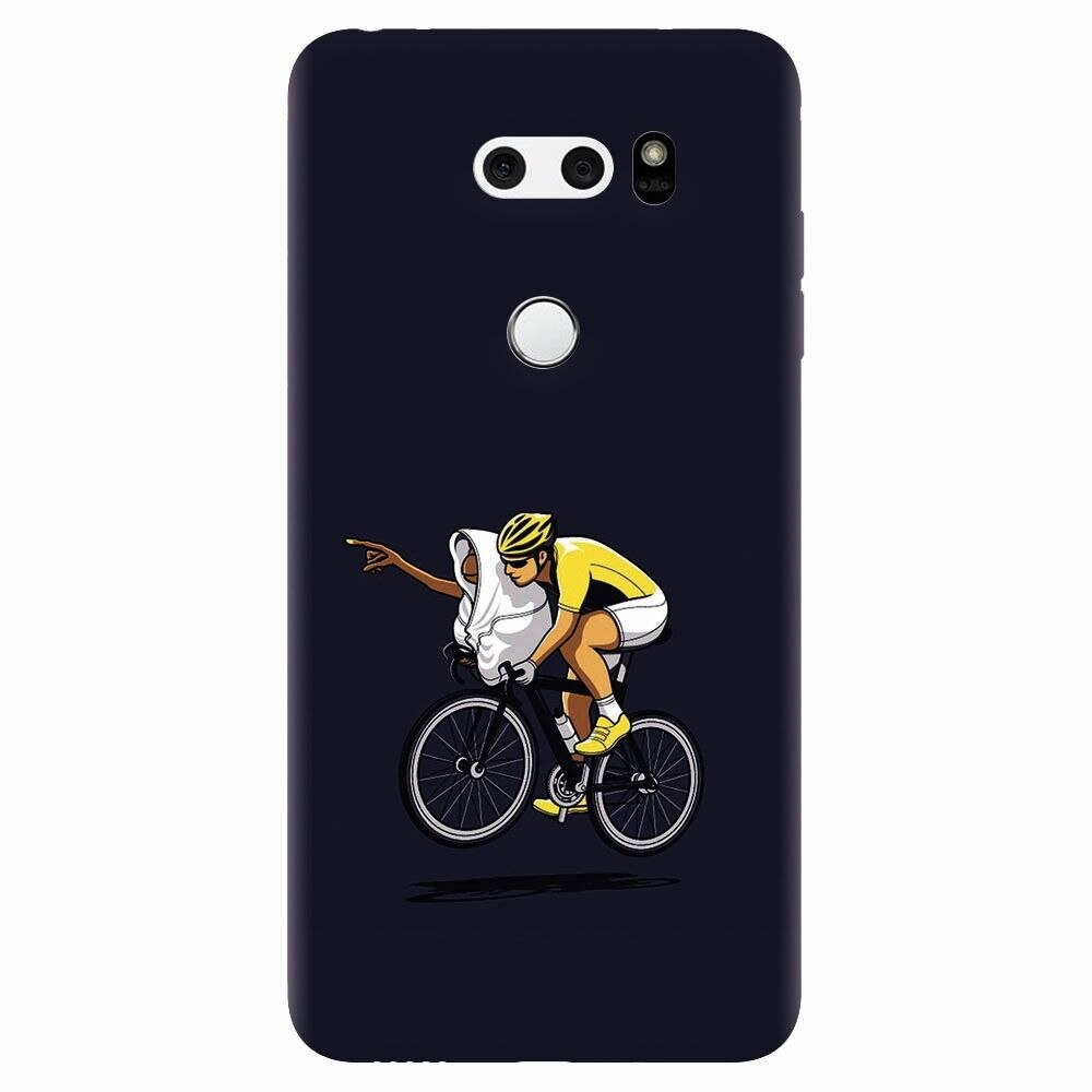 Husa silicon pentru Lg V30, ET Riding Bike Funny Illustration
