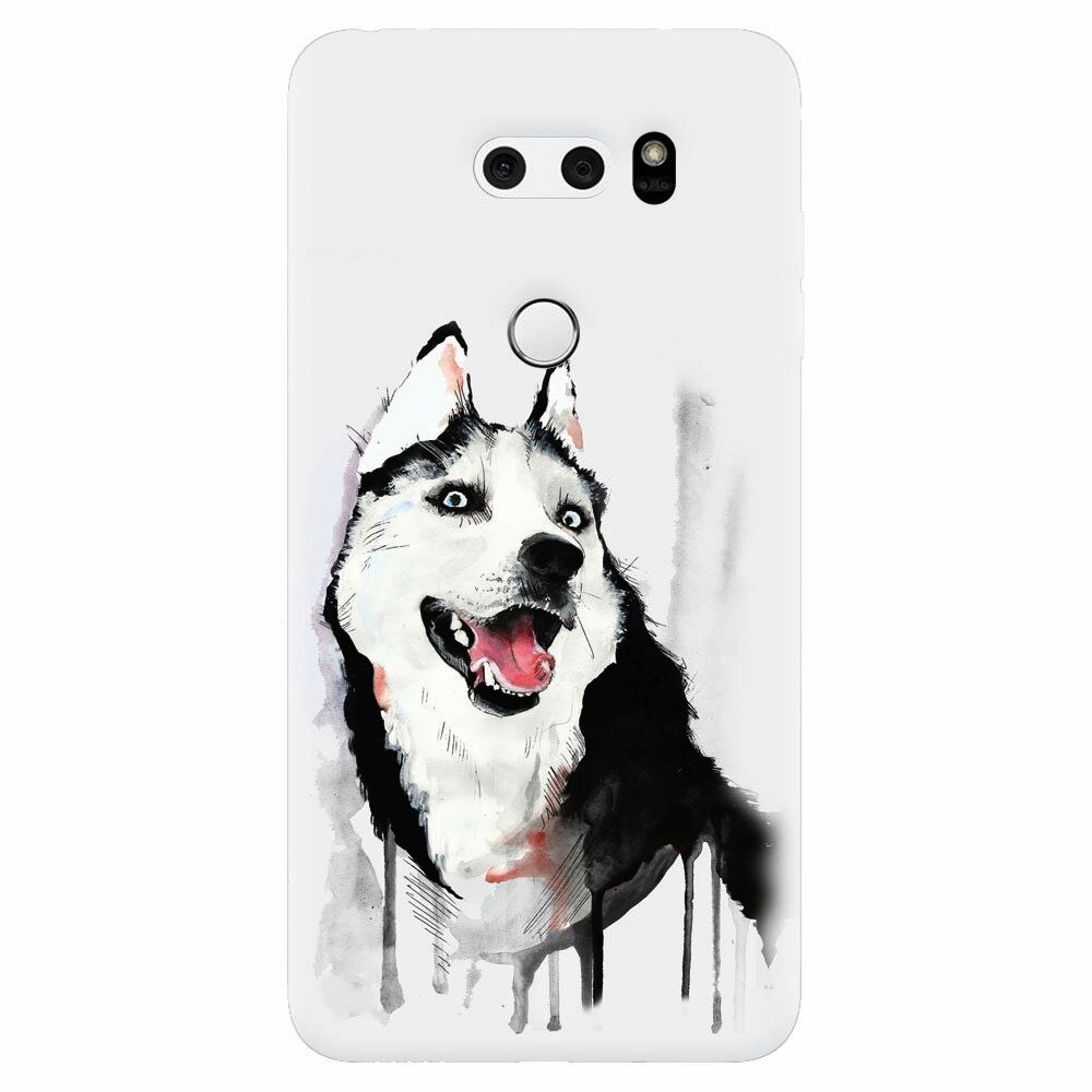 Husa silicon pentru Lg V30, Husky Dog Watercolor Illustration