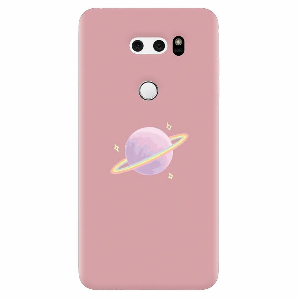 Husa silicon pentru Lg V30, Saturn On Pink