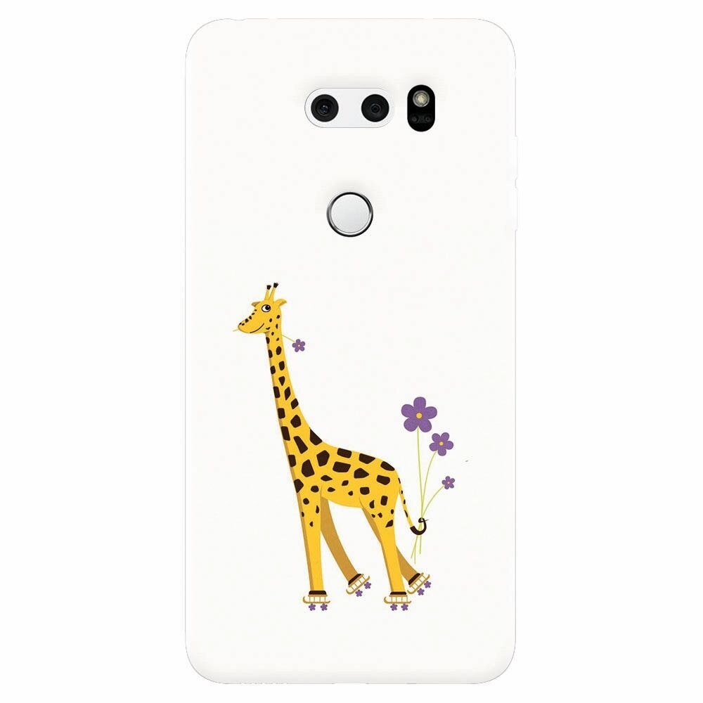 Husa silicon pentru Lg V30, Rollerskating Girafe Illustration