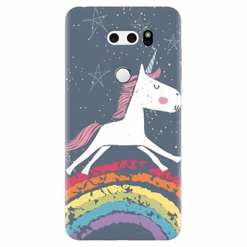 Husa silicon pentru Lg V30, Unicorn Rainbow Husa silicon pentru Lg V30, Unicorn Rainbow