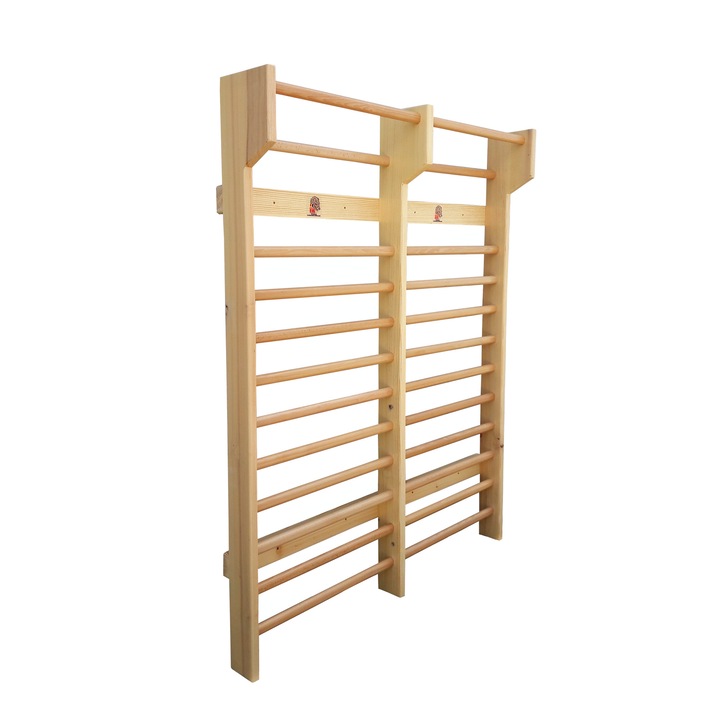 Spalier Gimnastica Dublu Standard, Lemnaria Jder, 230x160 cm, M230DL, 28 bare, lacuit natur, lemn