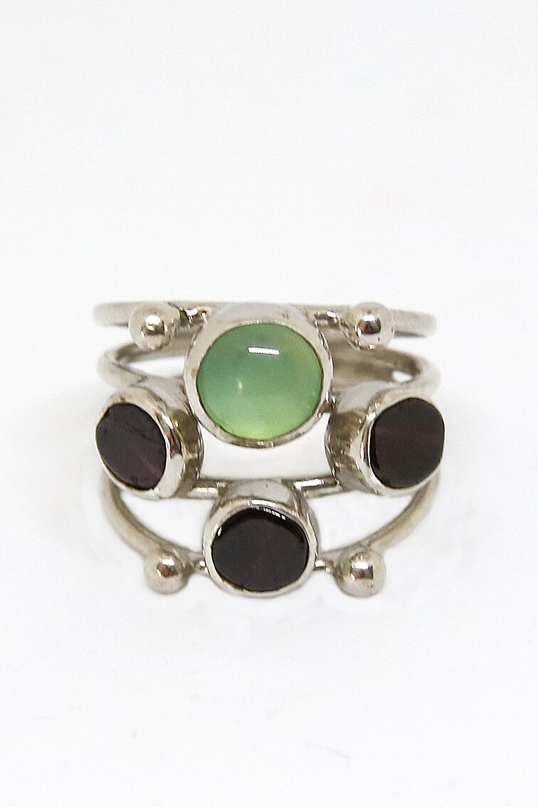 Inel argint 925 cu Calcedonia si Granate