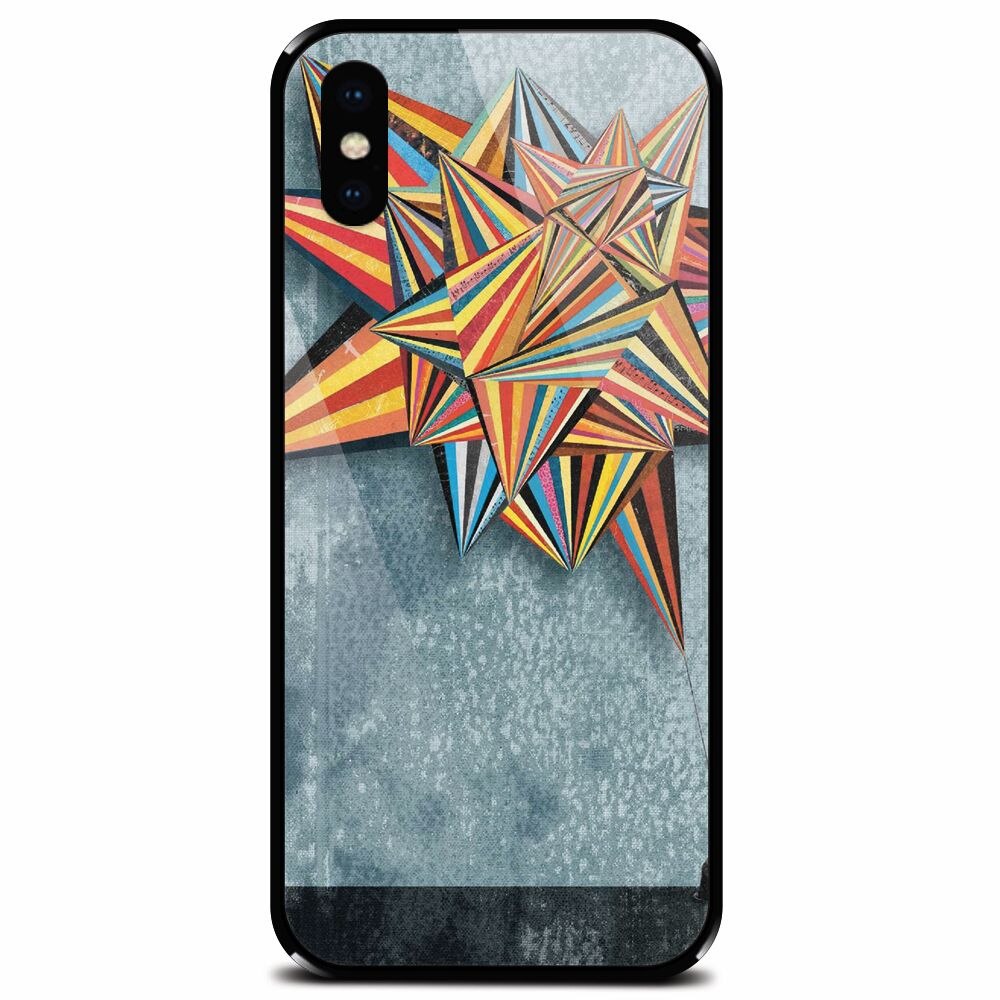 Husa din sticla securizata pentru Apple iPhone XS Max, Abstract Colorful Balloon Triangles