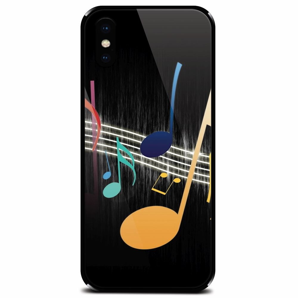 Husa din sticla securizata pentru Apple iPhone X, Colorful Music