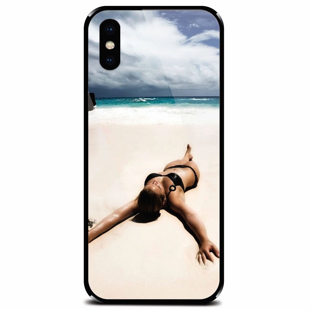 Husa din sticla securizata pentru Apple iPhone XS Max, Beach Lounging