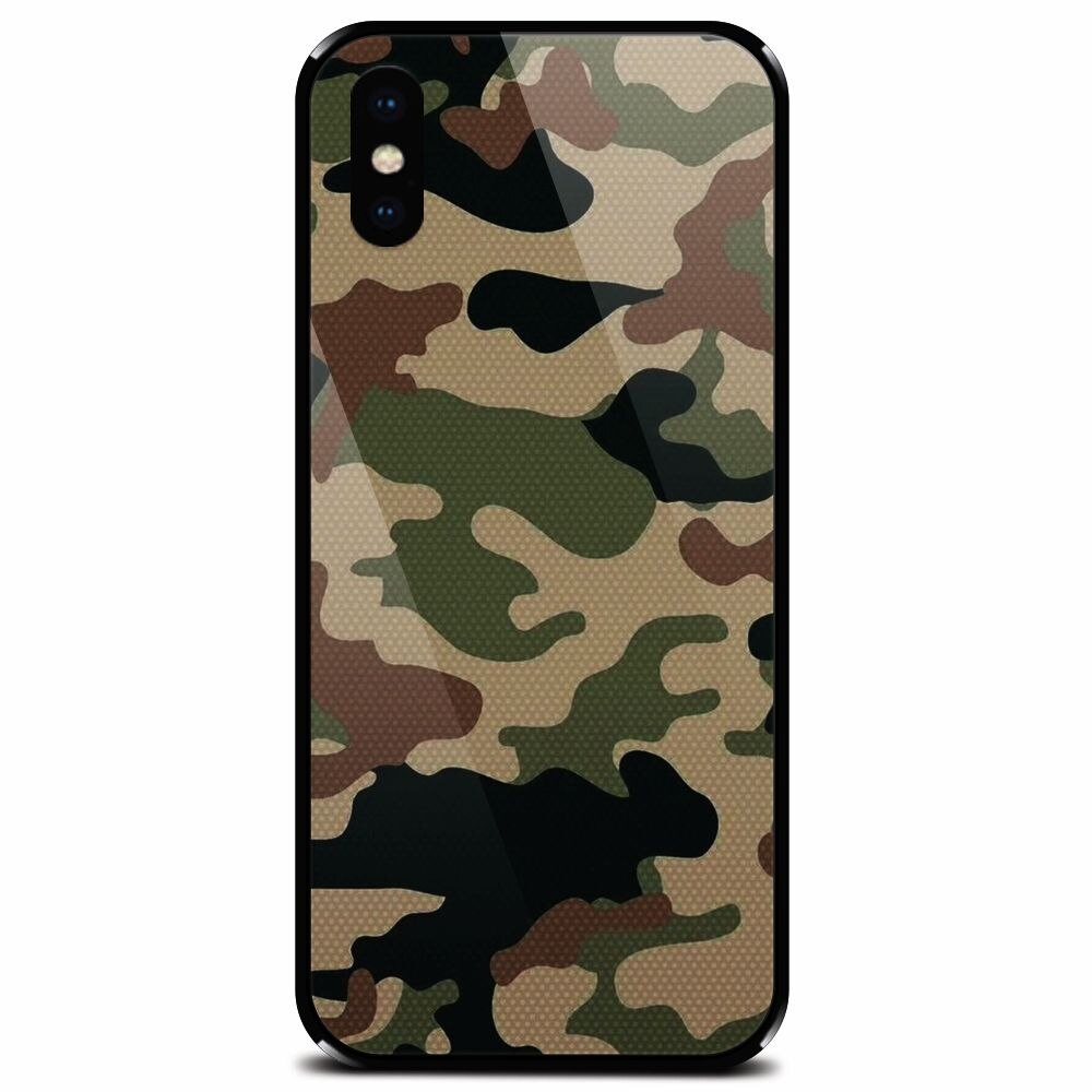 Husa din sticla securizata pentru Apple iPhone XS Max, Camuflaj