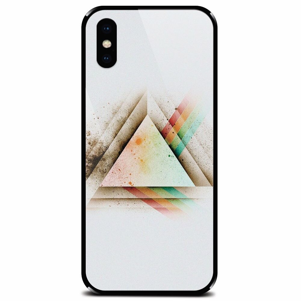 Husa din sticla securizata pentru Apple iPhone X, Abstract Grunge Light Triangle