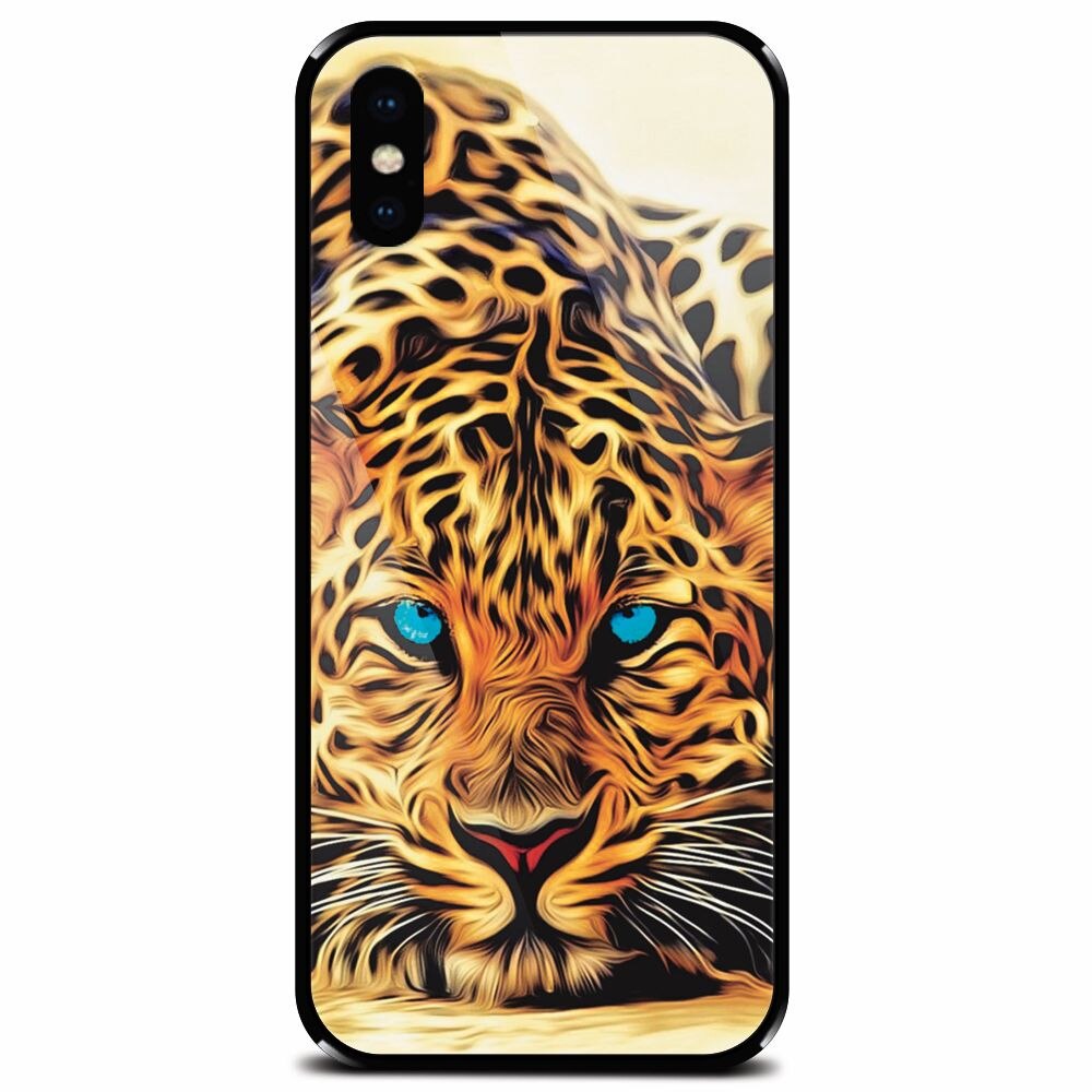 Husa din sticla securizata pentru Apple iPhone XS Max, Animal Tiger