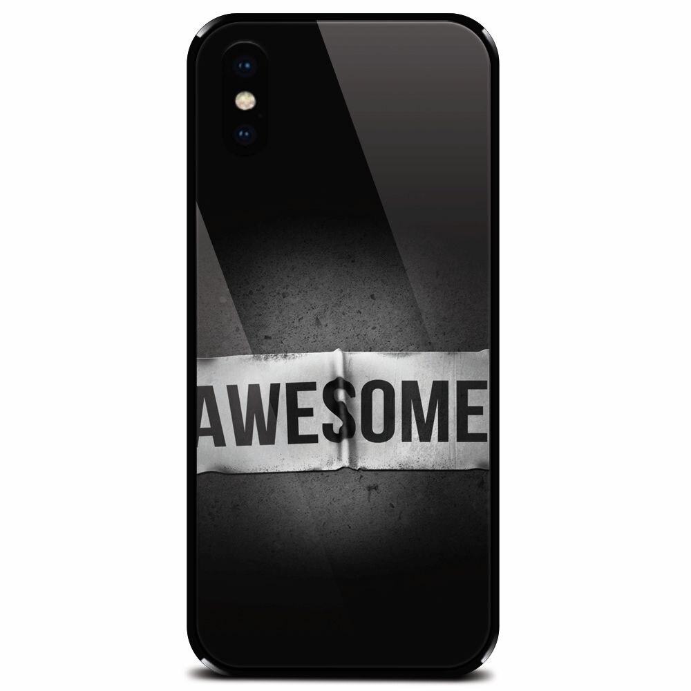 Husa din sticla securizata pentru Apple iPhone XS Max, Awesome Label Dark
