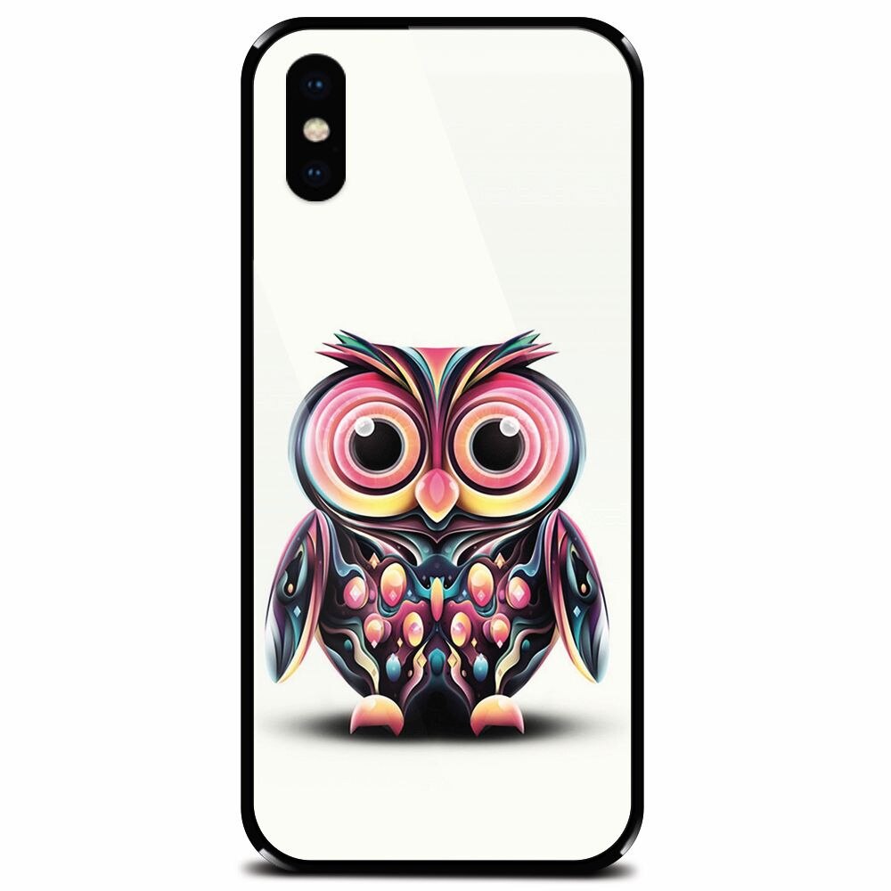 Husa din sticla securizata pentru Apple iPhone XS Max, Colorful Owl Illustration