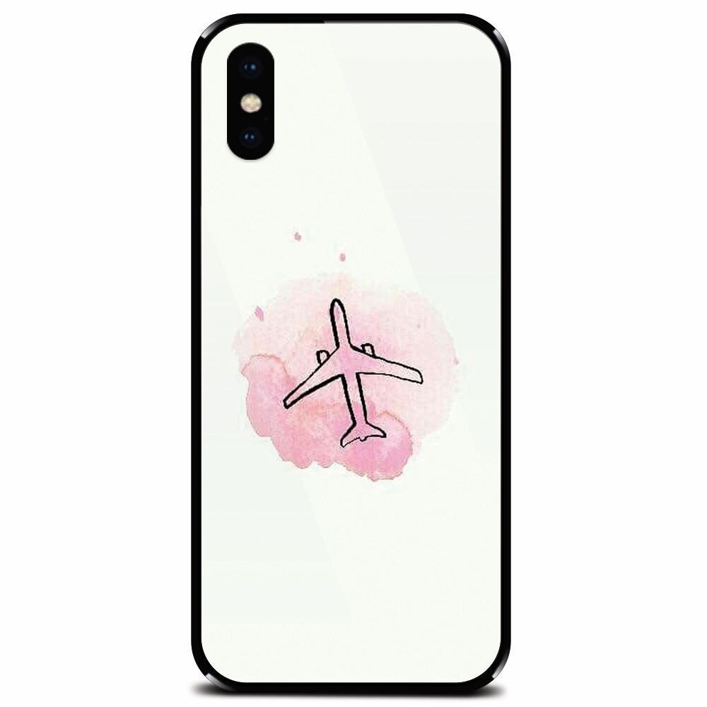 Husa din sticla securizata pentru Apple iPhone XS Max, Airplain