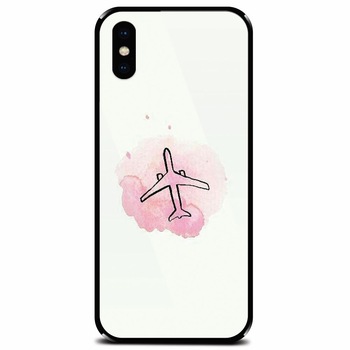 Husa din sticla securizata pentru Apple iPhone XS Max, Airplain Husa din sticla securizata pentru Apple iPhone XS Max, Airplain