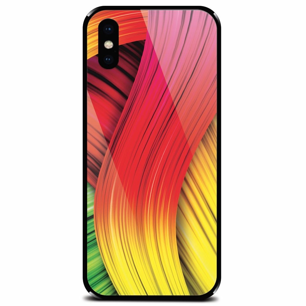 Husa din sticla securizata pentru Apple iPhone X, Colorful Abstract