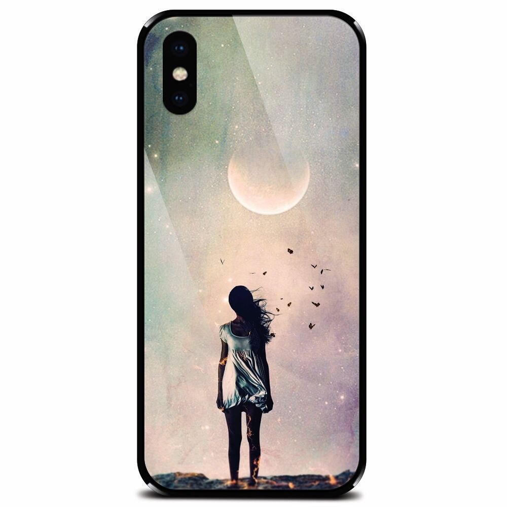 Husa din sticla securizata pentru Apple iPhone X, Alone Woman Cgi Hd K