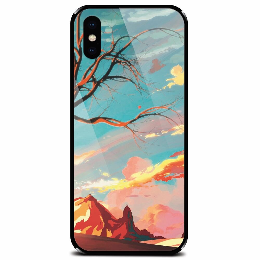 Husa din sticla securizata pentru Apple iPhone X, Artistic Landscape