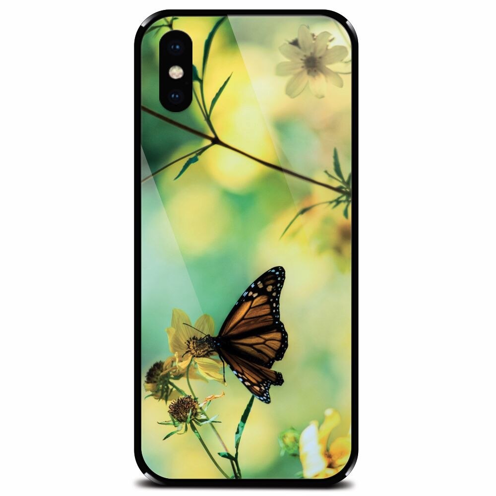 Husa din sticla securizata pentru Apple iPhone X, Butterfly