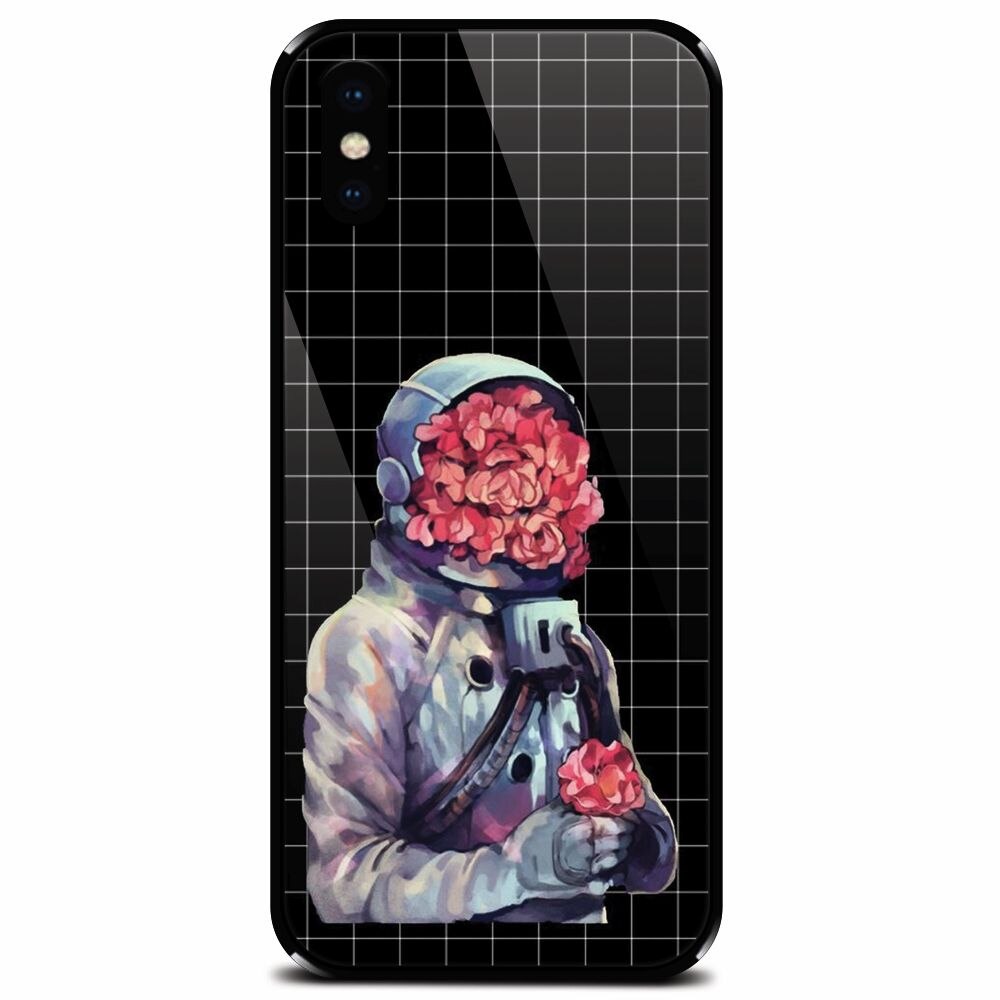 Husa din sticla securizata pentru Apple iPhone X, Astronaut Love
