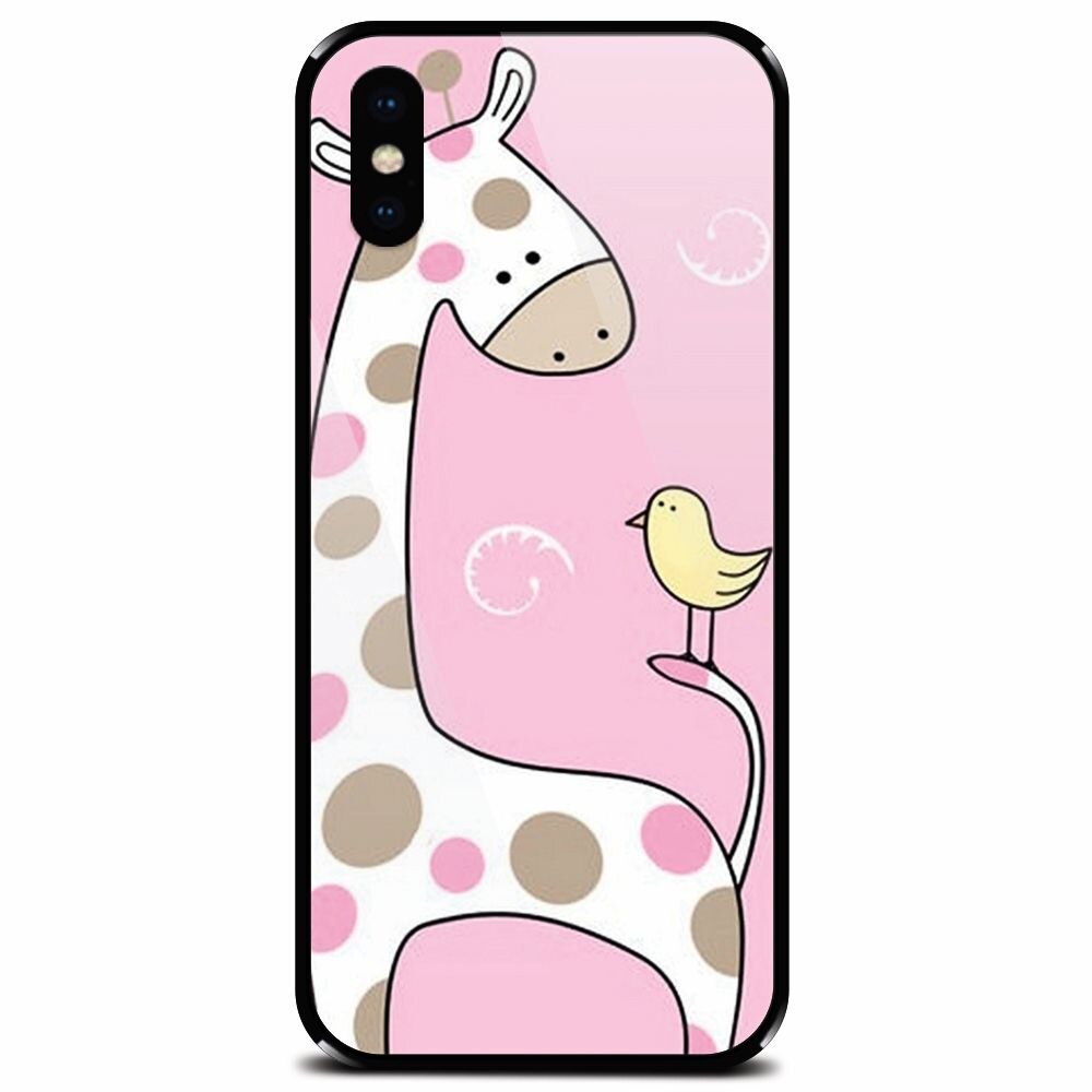 Husa din sticla securizata pentru Apple iPhone XS Max, Cute Giraffe