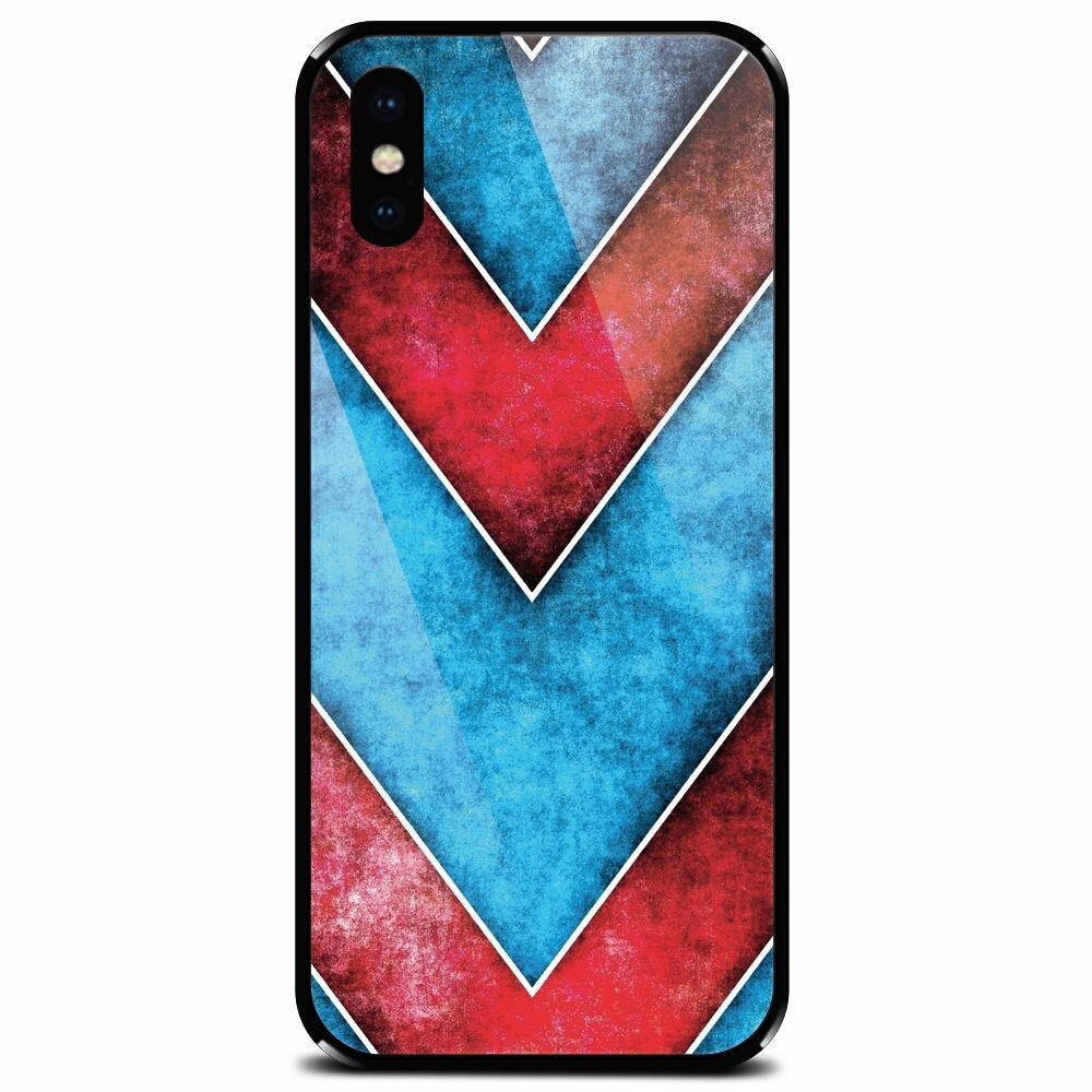 Husa din sticla securizata pentru Apple iPhone XS Max, Blue And Red Abstract