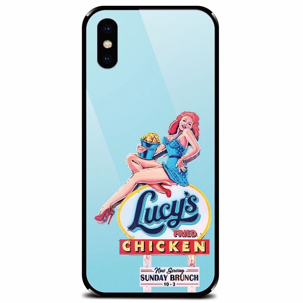 Husa din sticla securizata pentru Apple iPhone X, American Vintage Restaurant Sign