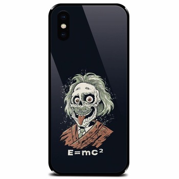Husa din sticla securizata pentru Apple iPhone X, Albert Einstein Caricature Husa din sticla securizata pentru Apple iPhone X, Albert Einstein Caricature