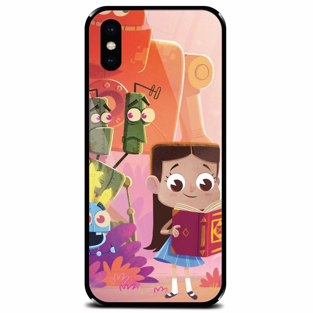 Husa din sticla securizata pentru Apple iPhone XS Max, Children Kids Robots Illustration Colorful K