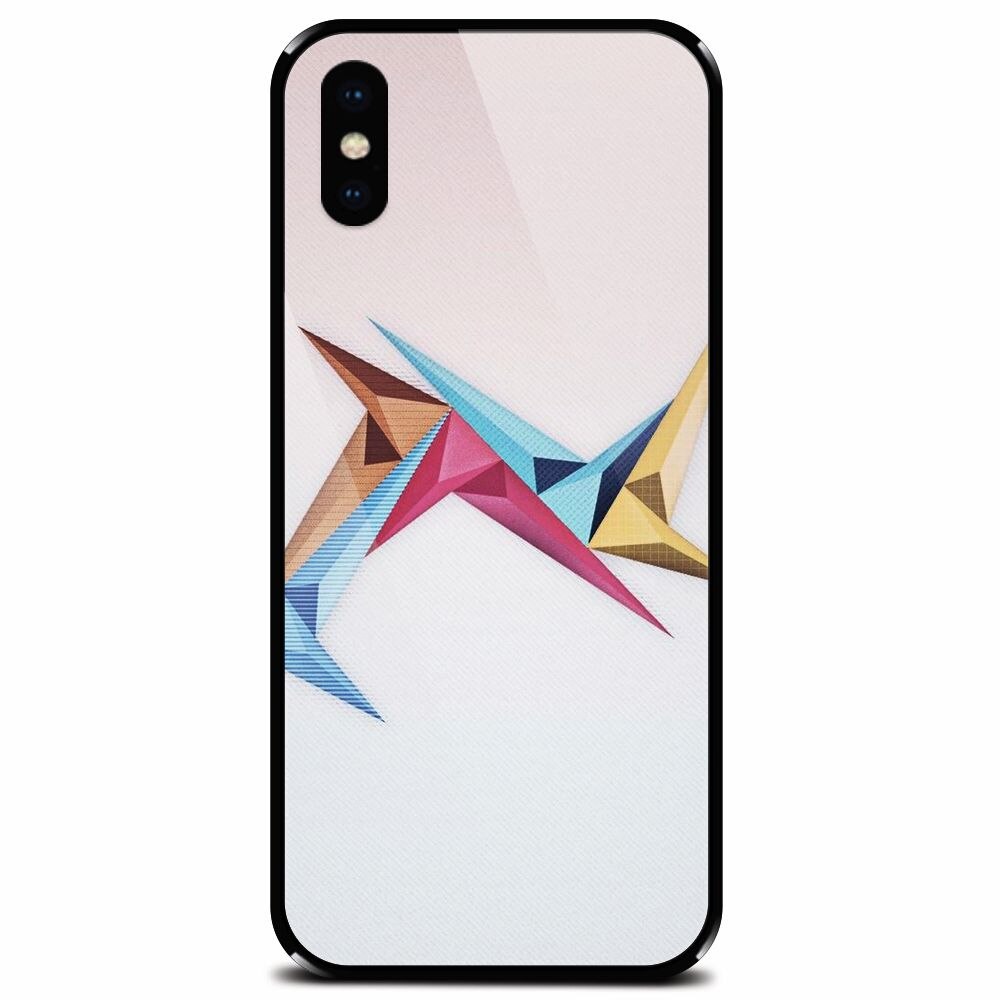 Husa din sticla securizata pentru Apple iPhone XS Max, Abstract Minimalistic Colors Triangles