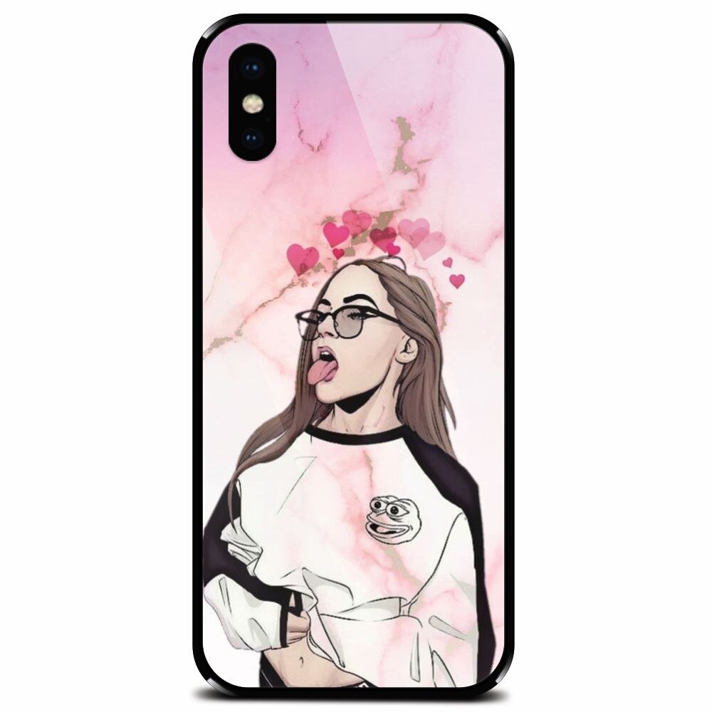 Husa din sticla securizata pentru Apple iPhone XS Max, Bad Girl