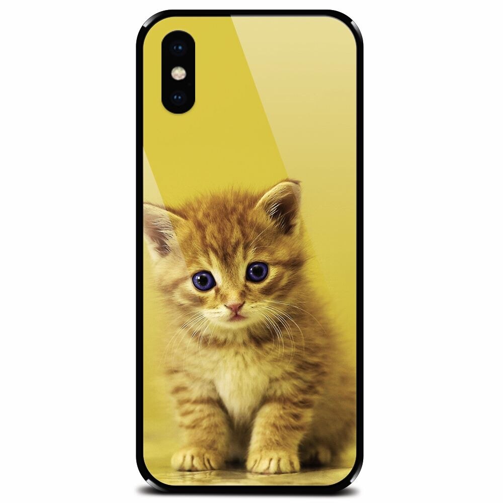 Husa din sticla securizata pentru Apple iPhone XS Max, Baby Kitten