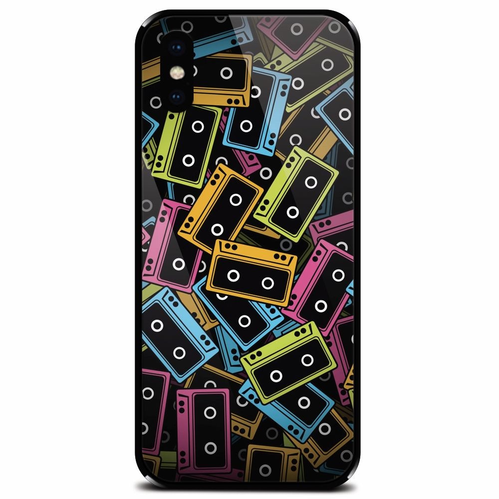 Husa din sticla securizata pentru Apple iPhone XS Max, Audio Cassette Color Vector