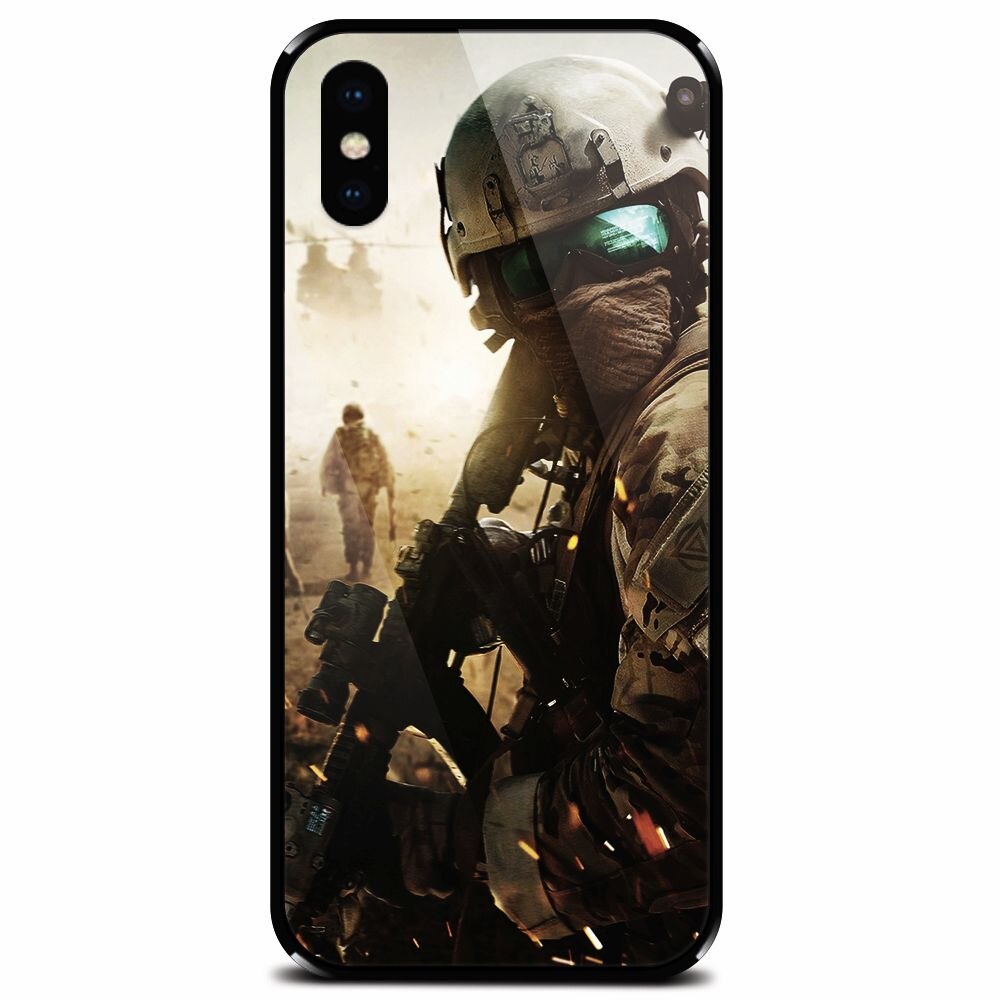 Husa din sticla securizata pentru Apple iPhone XS Max, Battlefield