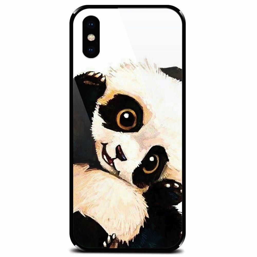 Husa din sticla securizata pentru Apple iPhone XS Max, Baby Panda 002