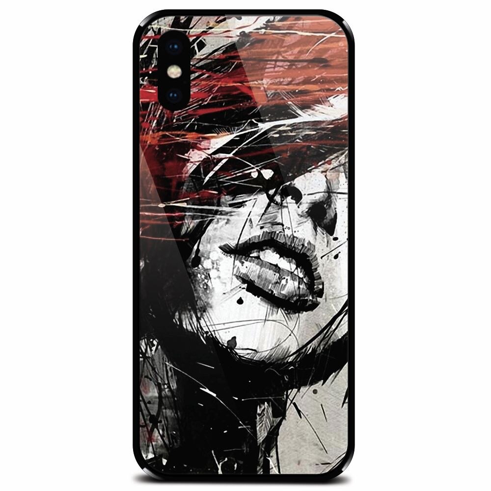 Husa din sticla securizata pentru Apple iPhone XS Max, Byroglyphics Woman Drawing