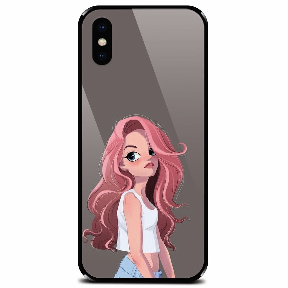 Husa din sticla securizata pentru Apple iPhone XS Max, Cute Girl