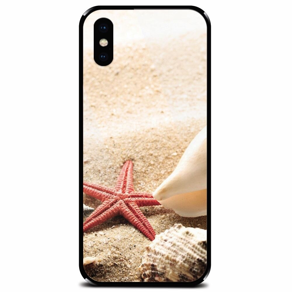 Husa din sticla securizata pentru Apple iPhone X, Beach Shells And Starfish