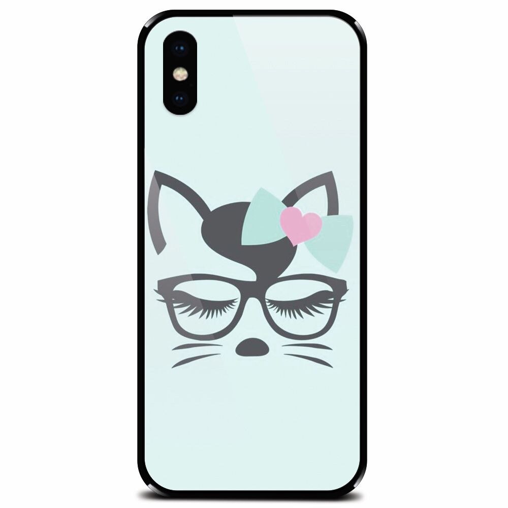Husa din sticla securizata pentru Apple iPhone XS Max, Angel Cat