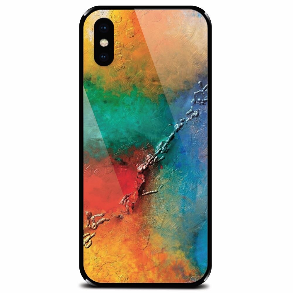 Husa din sticla securizata pentru Apple iPhone XS Max, Colorful Wall Paint Texture