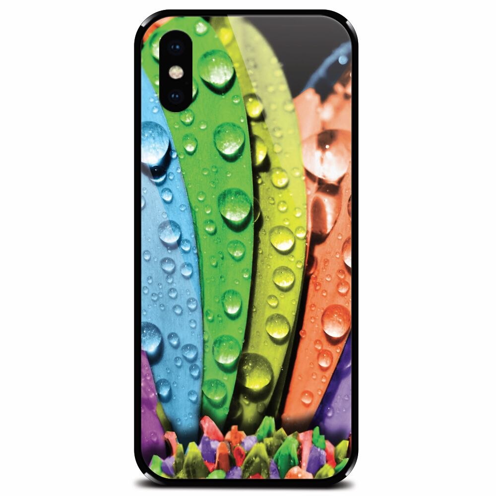 Husa din sticla securizata pentru Apple iPhone XS, Colorful Daisy Petals