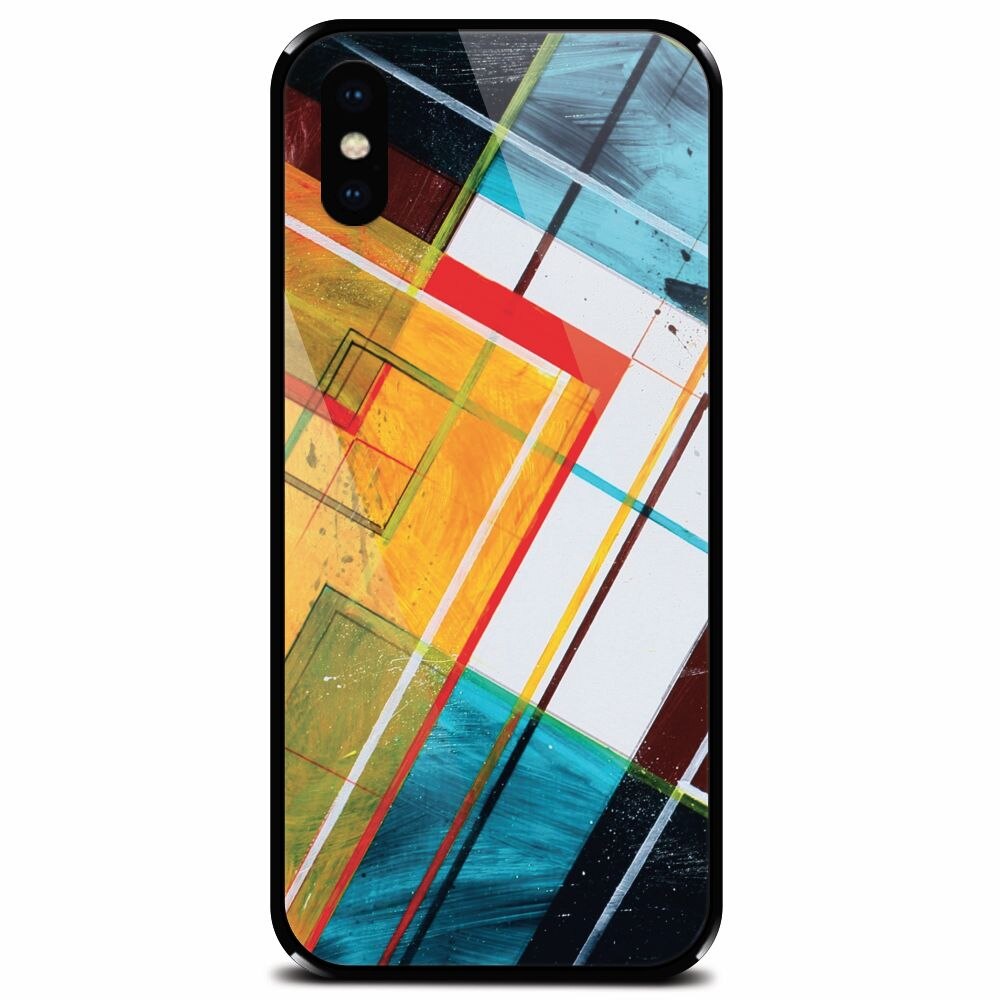 Husa din sticla securizata pentru Apple iPhone XS Max, Abstraction Color Shape