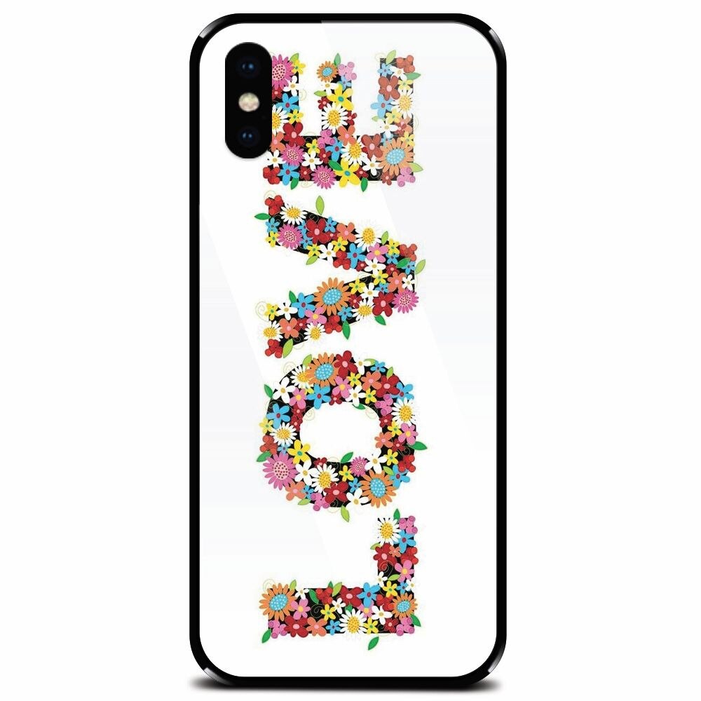 Husa din sticla securizata pentru Apple iPhone XS Max, Love Made By Flowers